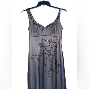 Like New- ADRIANA PAPELL Maxi Black Gown With Sequin Floral Details